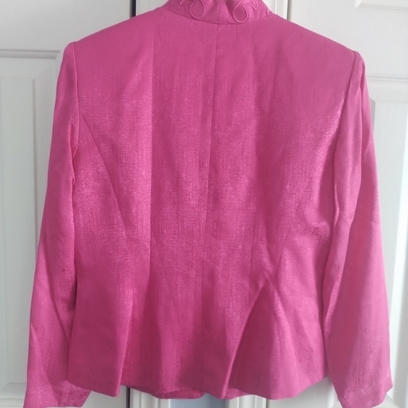 Papell Petites 100 percent Silk Pink Embroidered Blazer Jacket Formal 10P - Picture 3 of 14